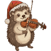 Christmas Hedgehog Animal Playing Violin