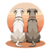 Two dogs at sunset