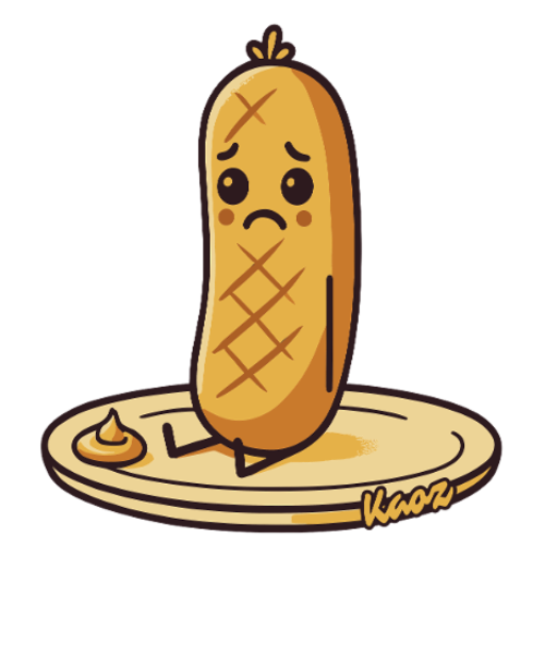 Sad sausage, sausage on the plate