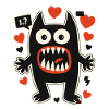 Heart Monster with Huge Teeth