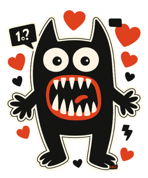 Heart Monster with Huge Teeth