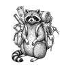 Dessin extérieur de Backpacker Raccoon