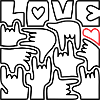 LIEBE – Gebärdensprache Ich liebe dich Schwarz