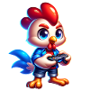 Gaming Huhn mit Controller