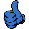 OK Comic Daumenhoch Handsymbol blau