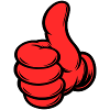 OK Comic Daumenhoch Handsymbol rot
