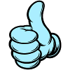 Comic Daumenhoch Handsymbol blau