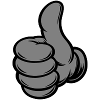 OK Comic Daumenhoch Handsymbol grau