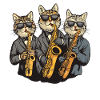 Jazz cats in suit saxophone