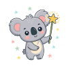 Koala Magicien Etoiles Pastel