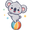 Koala-Jongleur auf bunter Ballon