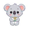Cute Koala and Bright Flower