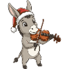 Christmas Donkey Mule Playing Violin Art