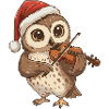 Christmas Owl Bird Playing Violin Art