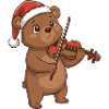 Christmas Bear Animal Playing Violin Art