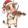 Weihnachtskuh-Farmtier spielt Geige