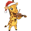 Christmas Giraffe Animal Playing Violin