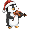Weihnachtspinguinvogel spielt Geigenkunst