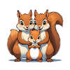 Squirrel Family Love Trio