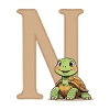 N with Turtle Cartoon