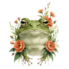 Spring frog with flower wreath