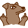Dog shows the middle finger