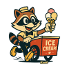 Waschbär Eisverkäufer Retro