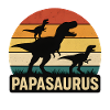 Papasaurus Dino Retro Sonnenuntergang