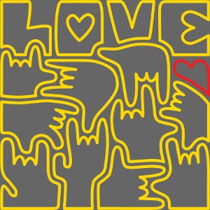 LOVE - Langue des signes I love you Jaune