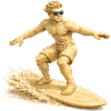 Sand surfer on the surfboard