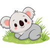 Koala câlin dans l'herbe