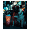 Neon-Pug im Nachtleben