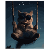Cat swings at night