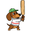 Dachshund Cricket Dog With Bat Cartoon