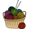 Farbige Wollknäuel Stricken