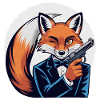 Fox in tuxedo with pistol
