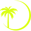 Neon palm tree in a circle