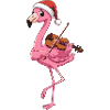 Weihnachtsflamingovogel spielt Geigenkunst