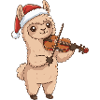 Christmas Llama Alpaca Playing Violin Art