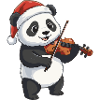 Christmas Panda Bear Playing Violin Art