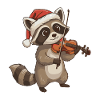 Weihnachts-Waschbär-Tier spielt Geige