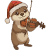 Christmas Otter Animal Playing Violin Art