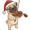 Christmas Pug Dog Playing Violin Art