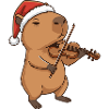 Christmas Capybara Animal Playing Violin