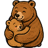 Mom and Young Bears Hug
