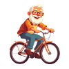 Grand-père fait du vélo