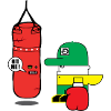Cartoon Boxing Duo: Bold Bag Mascot