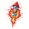 Lachende Rakete Cartoon Explosion