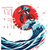 BMX Rider Over Rising Sun Wave