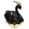 Black Swan with Golden Crown